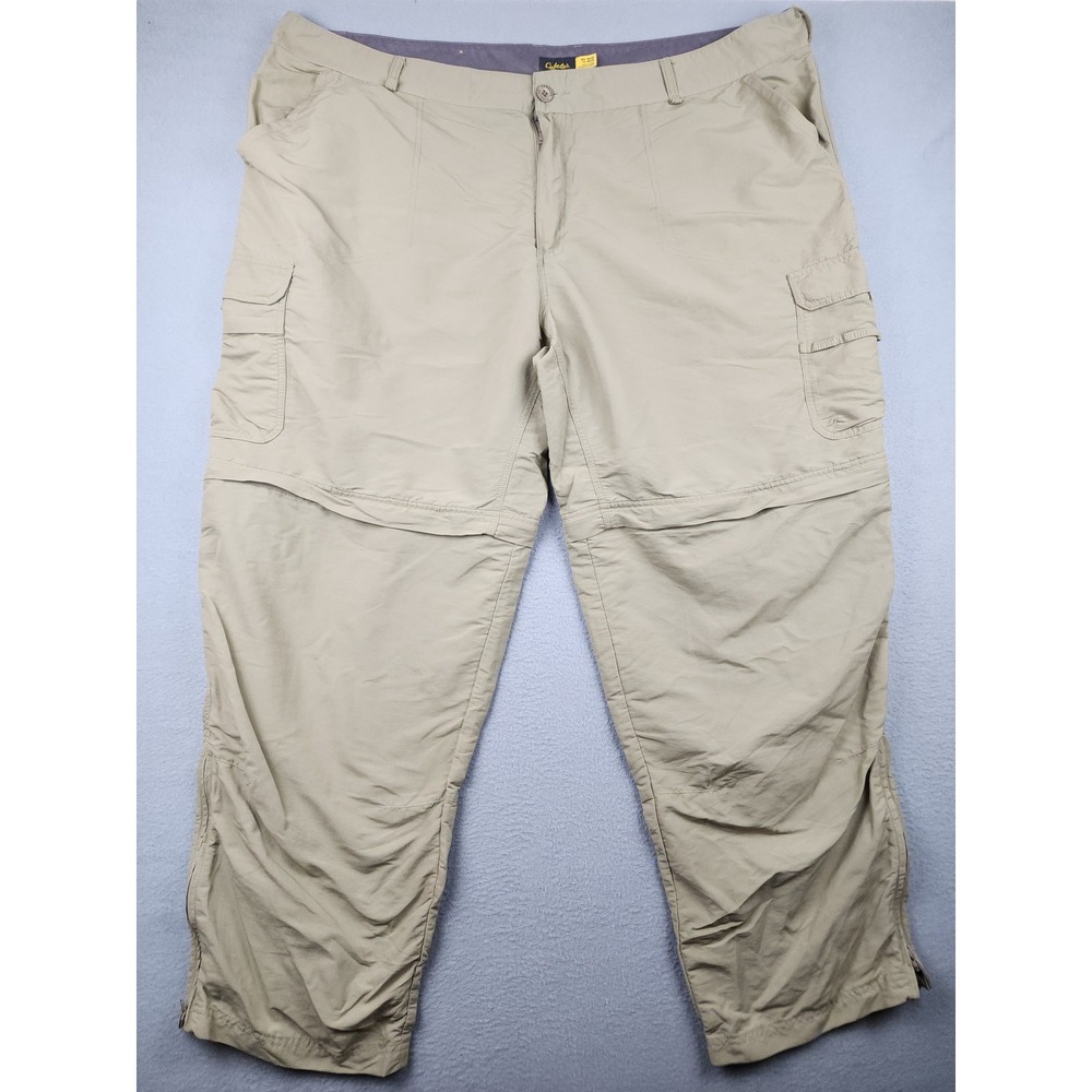 Cabela's Pants Mens 48x32 Beige Convertible Cargo Nylon Hiking Outdoor Trail